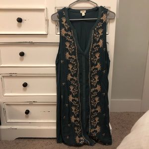 Anthropologie/Tiny Green Embroidered Dress